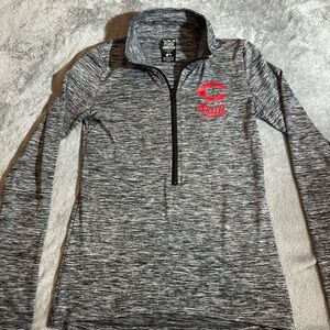 PINK Victoria's Secret Heathered Gray Pullover with Red Accent